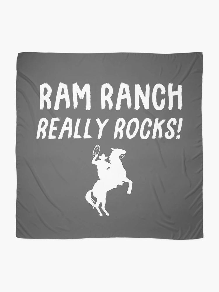 Thumbnail 2 of 3, Scarf, Ram Ranch Really Rocks! designed and sold by FuzzCanyon.