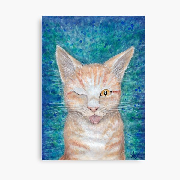 ;P Seb the Groovy Cat by Amber Marine, watercolor and acrylic, © 2016 Canvas Print
