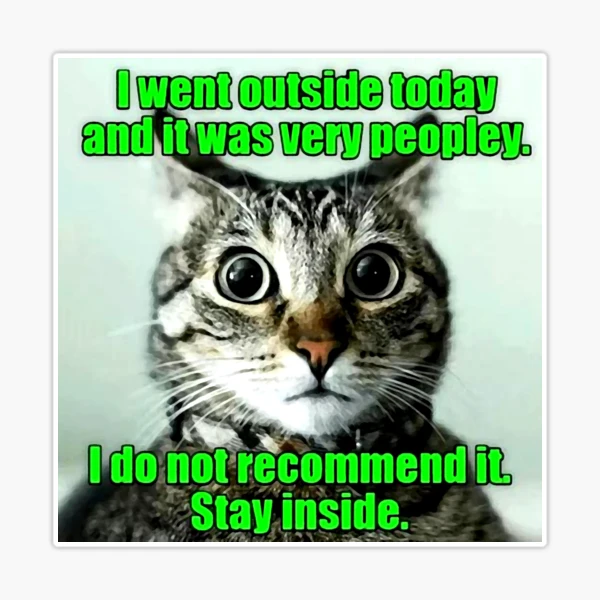 Funny Cat Meme Very Peopley outside stay inside cat lover