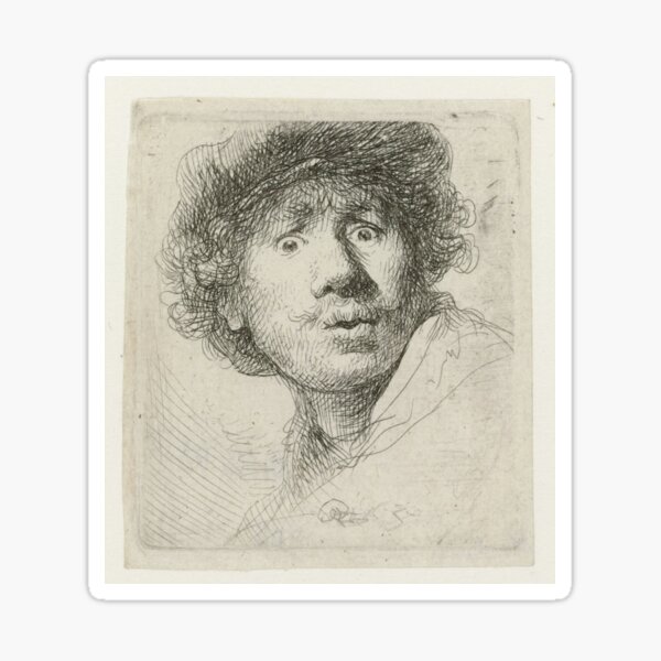 Item preview, Self-portrait with beret, wide-eyed - Rembrandt van Rijn designed and sold by aclmohle.