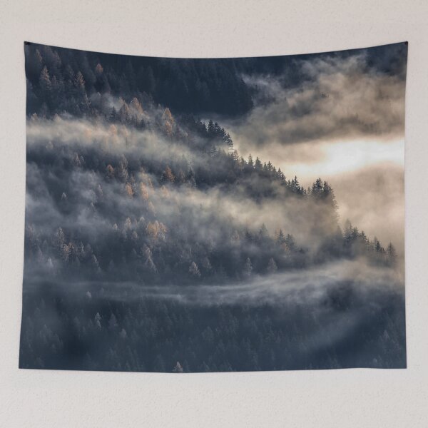 Item preview, Wanderlust Foggy Mountain designed and sold by ChillingNation.