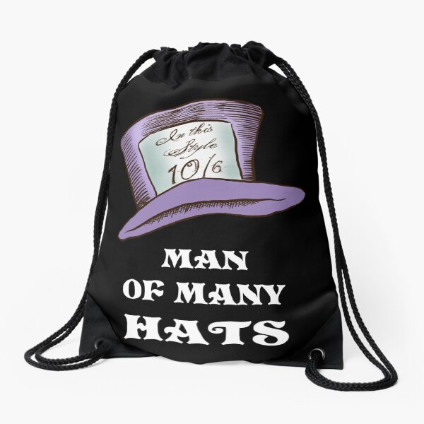 Man Of Many Hats Drawstring Bag