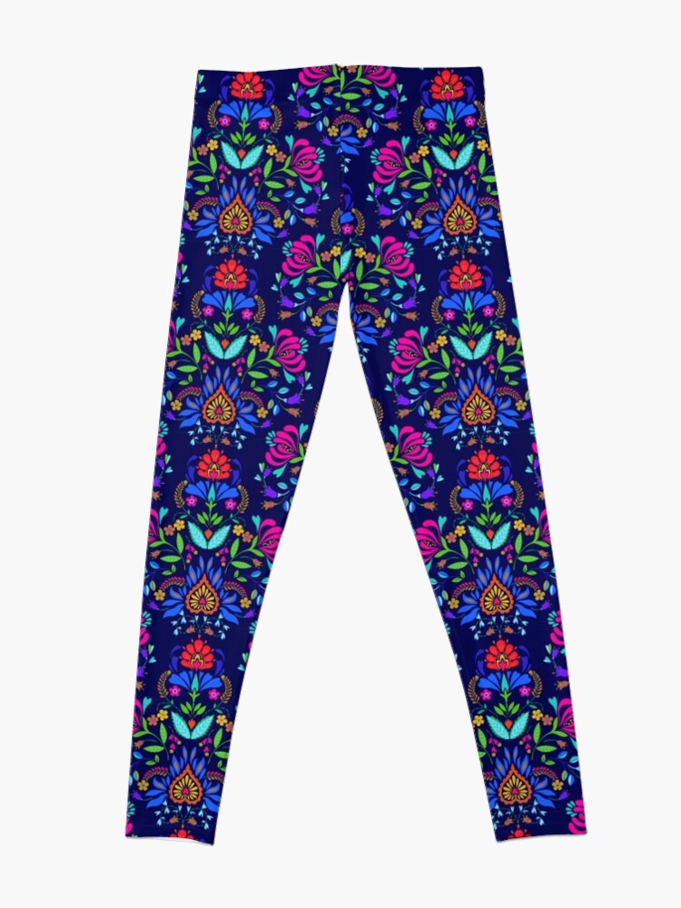Alternate view of folk pattern - mexican vacation.  Leggings