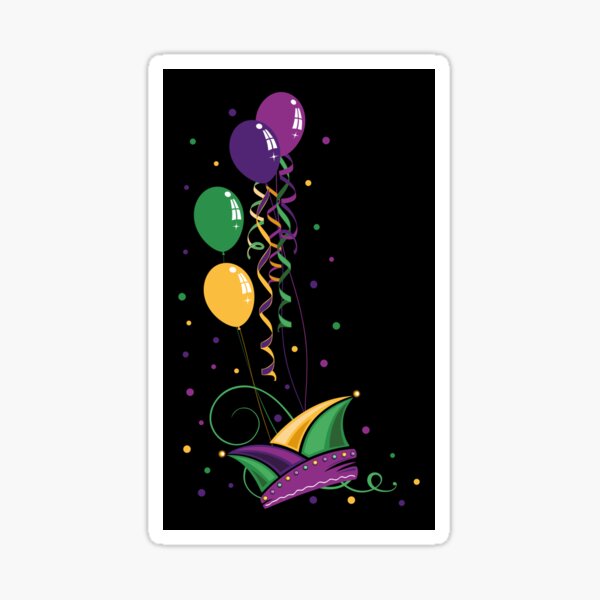 Karneval Mardi Gras Narrenkappe Luftballons Sticker