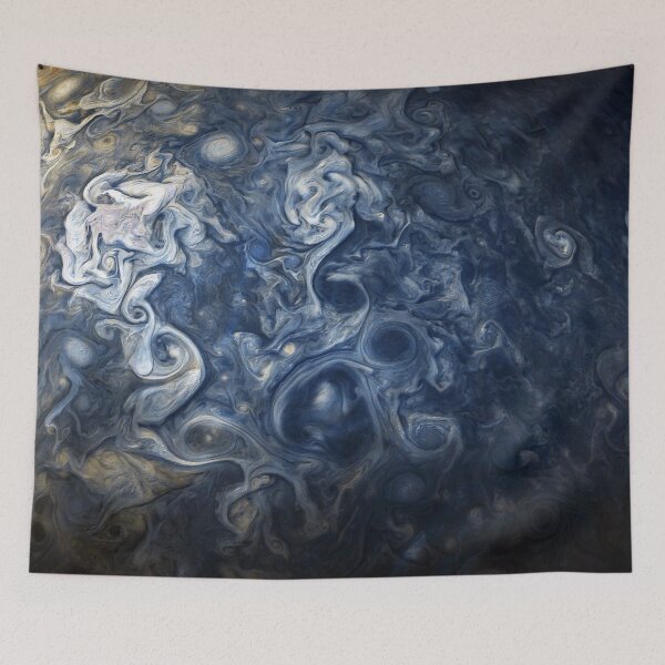Artikelvorschau, Wirbelnde blaue Wolken des Planeten Jupiter von Juno Cam entworfen und verkauft von allhistory.