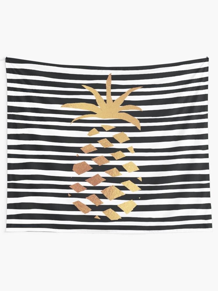 Alternate view of Gold Pineapple-B&W Tapestry