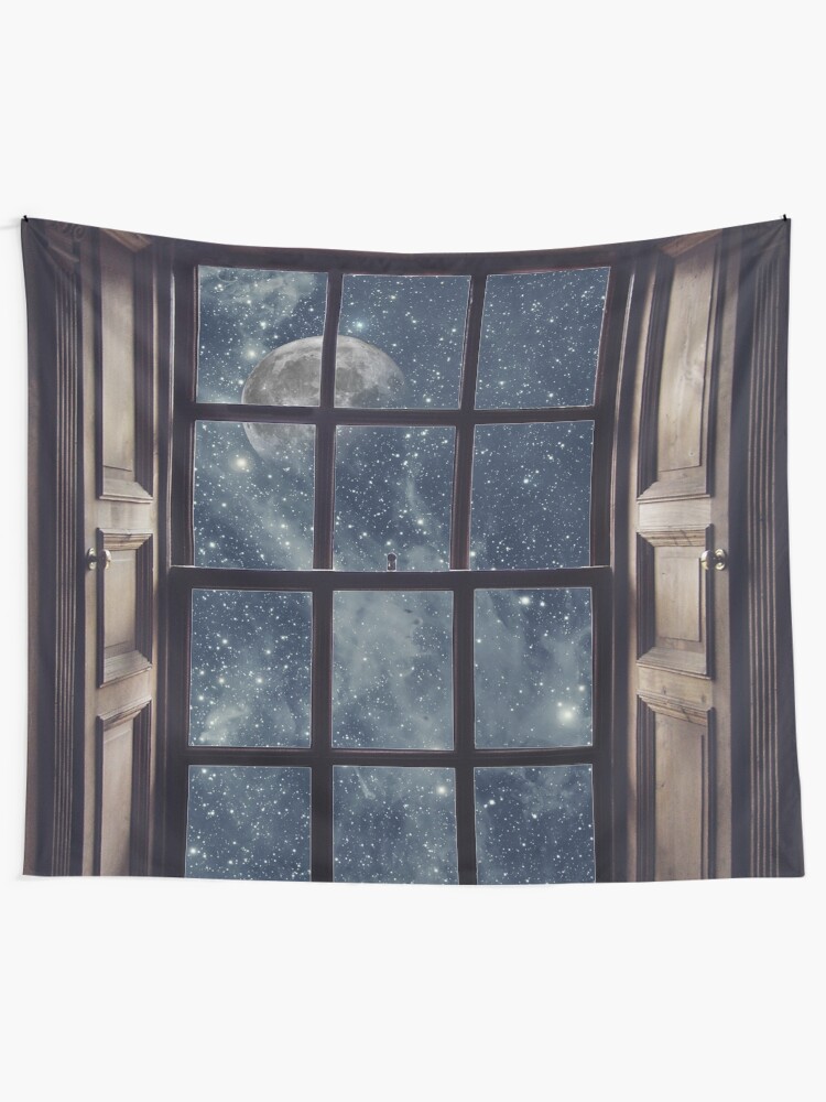 Alternate view of Space view Window-Moon shine Tapestry