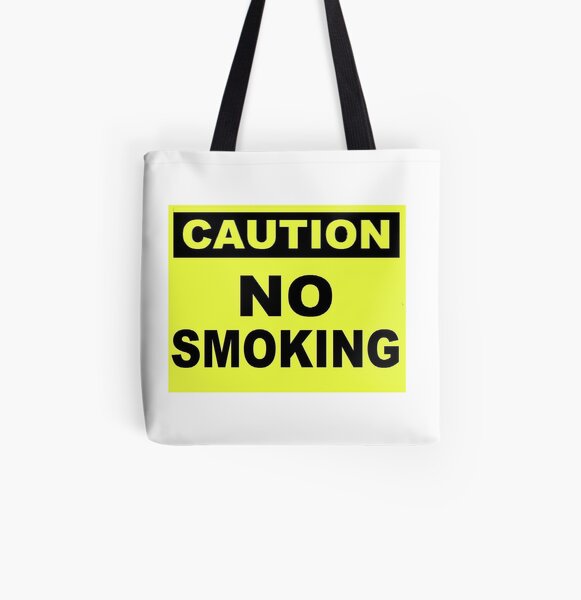 Caution No Smoking All Over Print Tote Bag