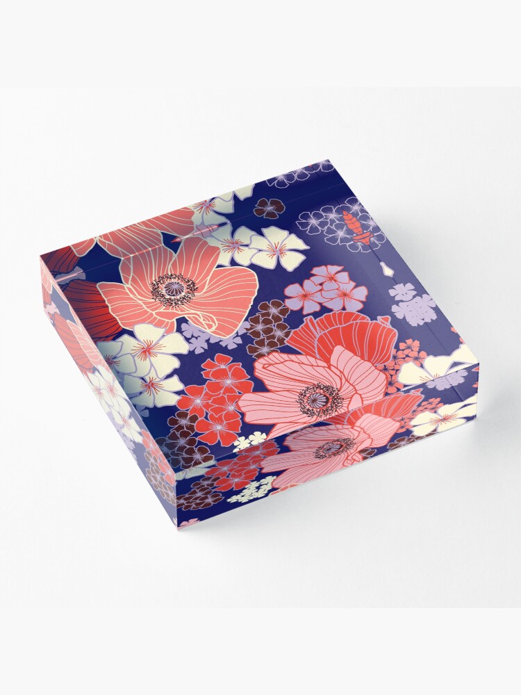 Alternate view of Wild Poppies pattern Acrylic Block