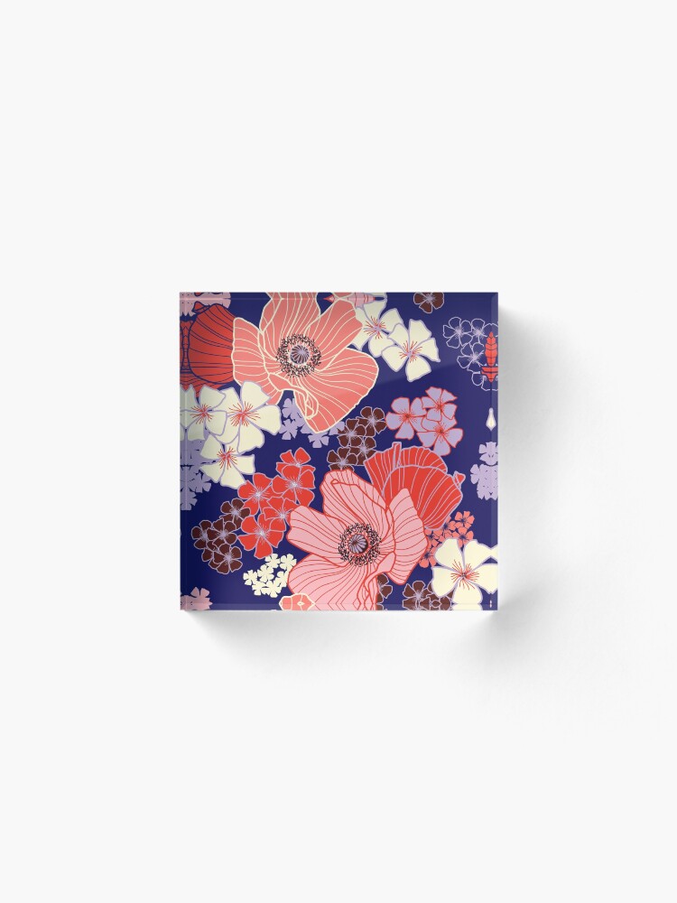 Alternate view of Wild Poppies pattern Acrylic Block