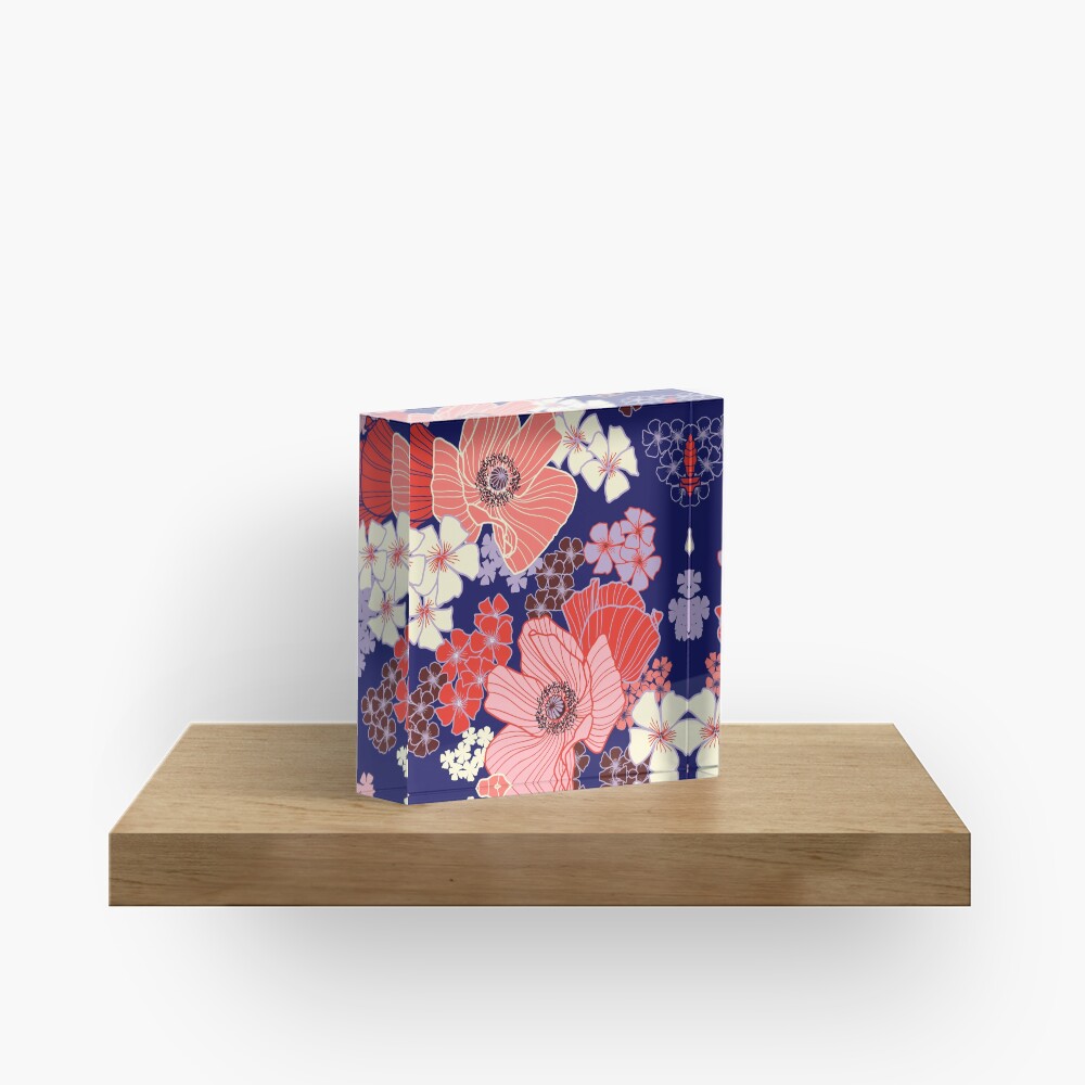 Wild Poppies pattern Acrylic Block