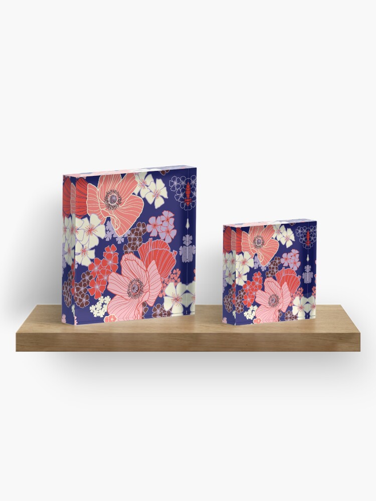 Alternate view of Wild Poppies pattern Acrylic Block