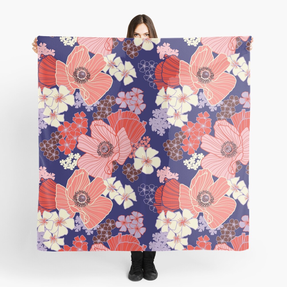 Wild Poppies pattern Scarf