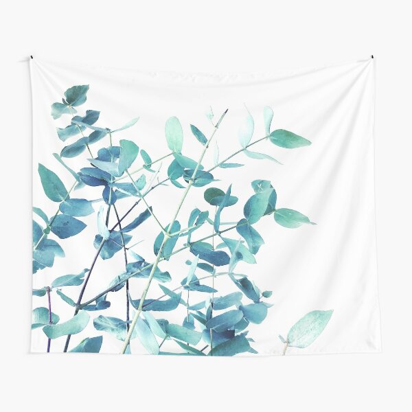 Mint and Blue Eucalyptus Branches Tapestry