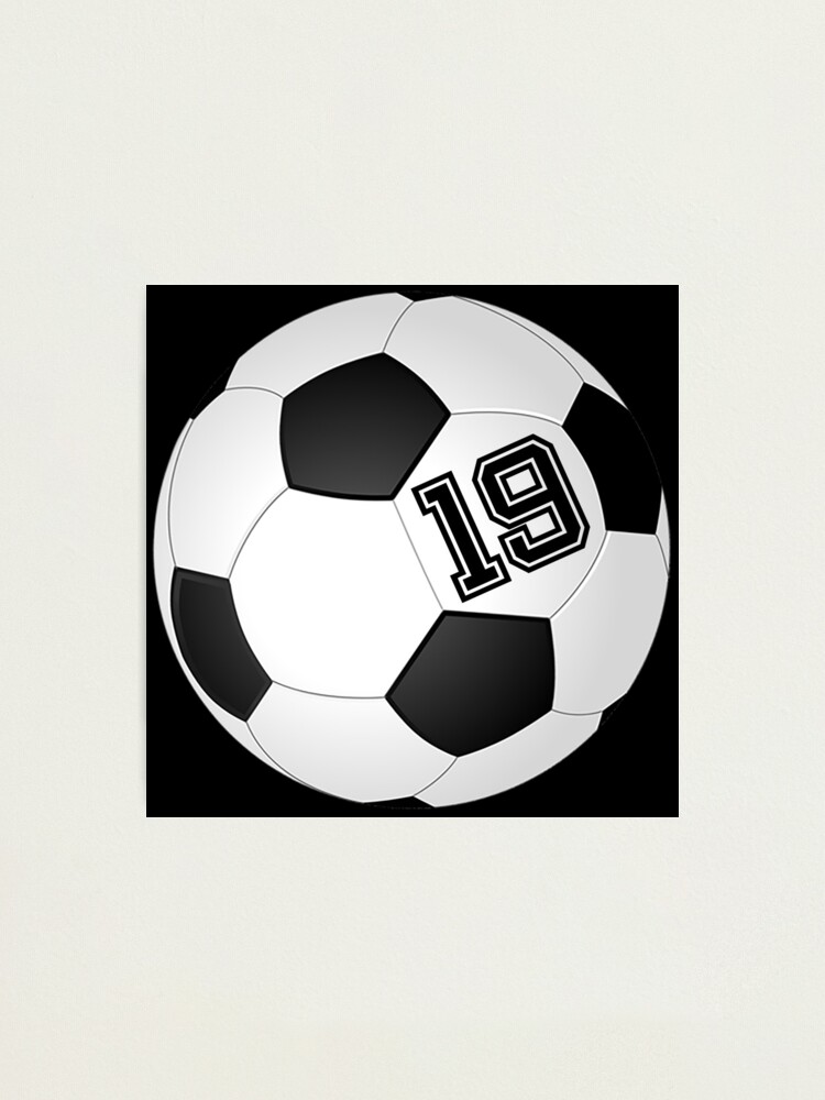 "Football Soccer Player Jersey No 19 Back Number 19 Ball Sport Sticker Gift" Photographic Print