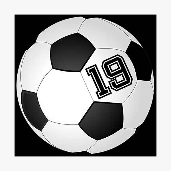 "Football Soccer Player Jersey No 19 Back Number 19 Ball Sport Sticker Gift" Photographic Print