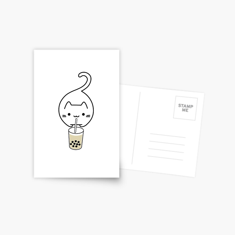 Cat Boba Cup Postcard for Sale by Bobaelyse