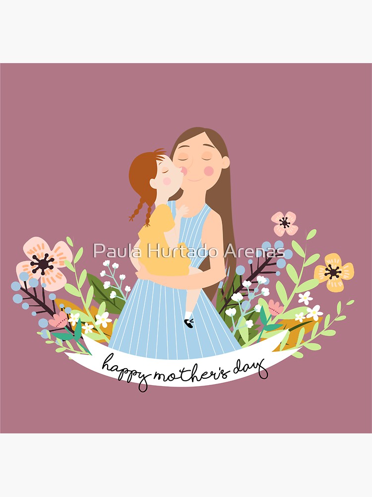 Imagen 3 de 3, Pegatina con la obra Preciosa ilustración del día de la madre. Hija y madre amor, diseñada y vendida por paulahurtado.