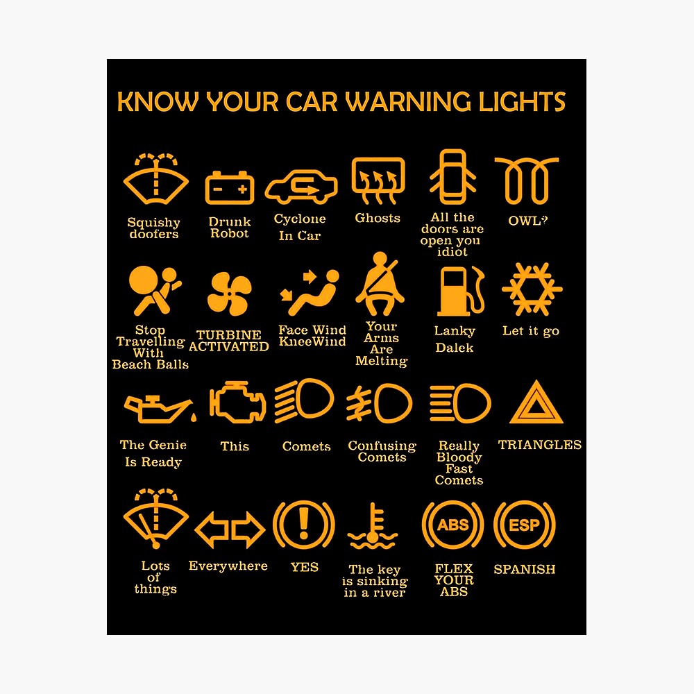 Car Warning Lights Very Funny Original Driver Gift Poster For Sale By Mdam Redbubble