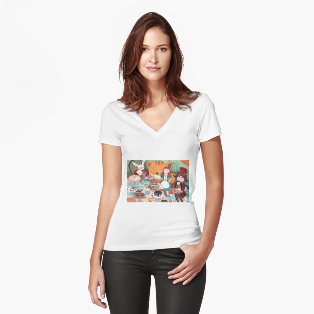Vista previa del artículo con la obra «Camiseta entallada de cuello en V», diseñado y vendido por paulahurtado.