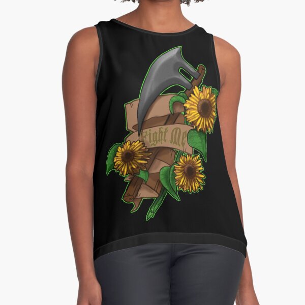 Fight Me Axe & Sunflowers quirky Illustration banner Sleeveless Top
