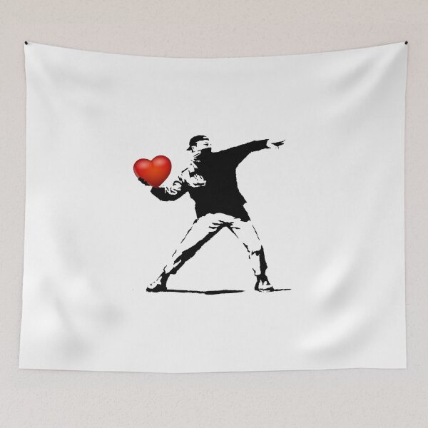 Item preview, Banksy flower thrower - heart designed and sold by MoreBeauty.