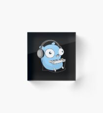 The Golang Mascot: Music (Black Edition) Acrylic Block