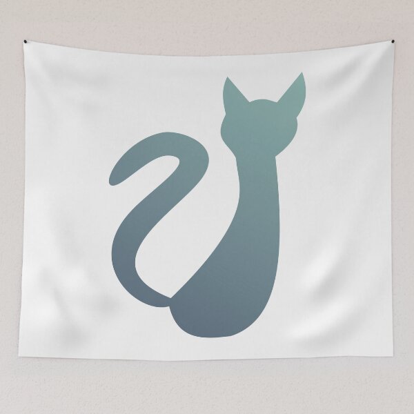 Item preview, Cat Silhouette | Grey | Blue designed and sold by princesnoozy.