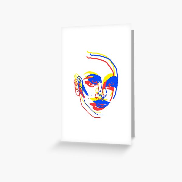 Natalie Portman Pop Art Red Yellow Blue Primary Color Greeting Card