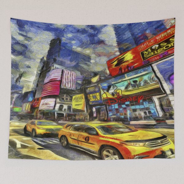 Aperçu de l'œuvre Taxis New York Times Square Art créée et vendue par bejacs.