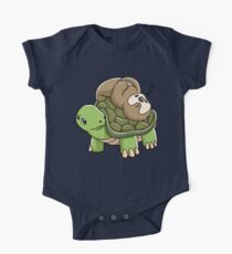 Piggyback Running Riding Team Gift Sloth Turtle Shirt Short Sleeve Baby One-Piece