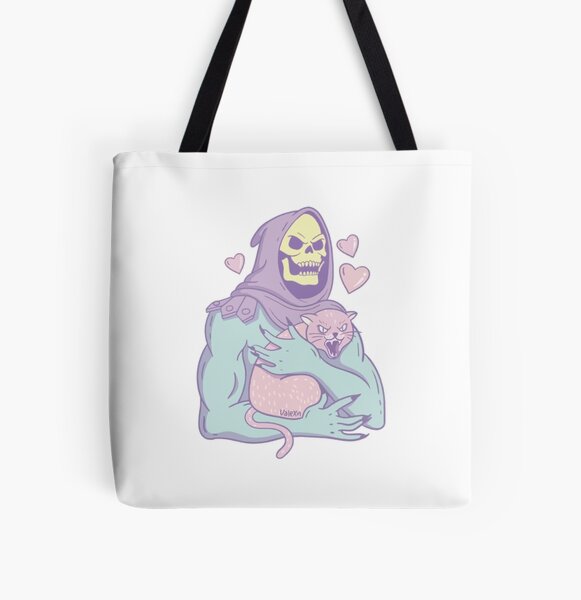 Printed Tote Bag Skeletor He-Man Nyah 80's Retro TV Cartoon Skeleton Inspired 