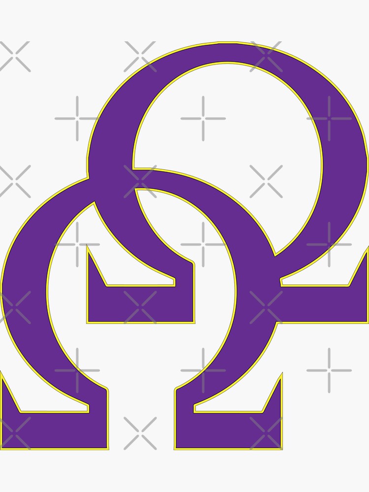 Que Double Omega Purple Gold Psi Phi Sticker