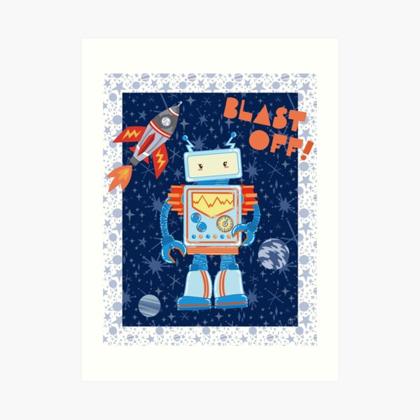 Blast Off Robot Art Print