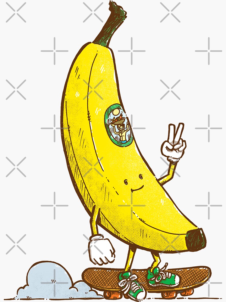 Thumbnail 3 of 3, Sticker, The Banana Skater designed and sold by nickv47.