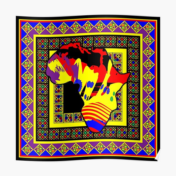 Painted Africa with Tribal Pattern - Yellow - #1 Poster