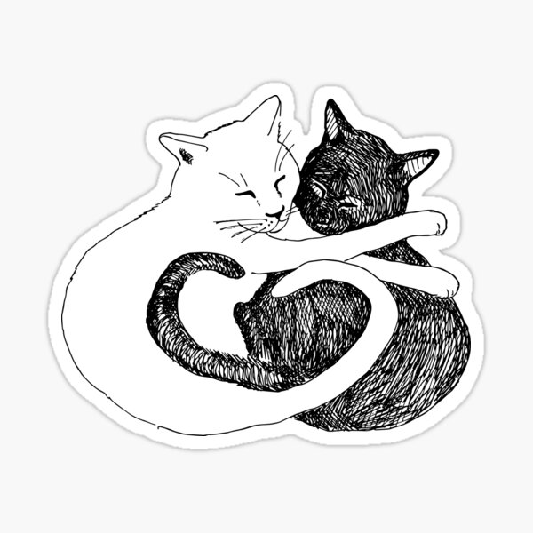 Cuddling Cats Stickers | Redbubble