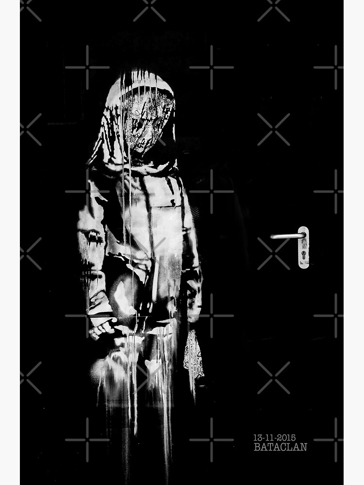 Disover Banksy tribute to Bataclan terror victims in Paris Attacks France november 2015 graffiti HD HIGH QUALITY ONLINE STORE Premium Matte Vertical Poster