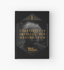 Cuaderno de tapa dura Cita de: Albert Einstein sobre la creatividad - Camisetas, pósters, pegatinas y regalos