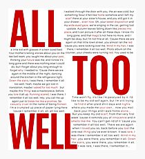 All Too Well (alle Liedtexte) Fotodruck