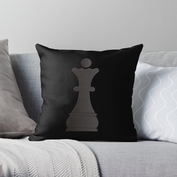 Black queen chess piece Throw Pillow