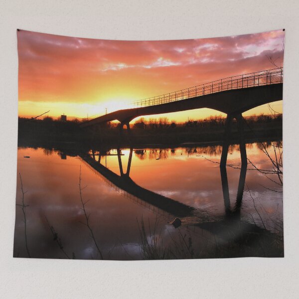Item preview, Ferry Footbridge Bridge at Sunset designed and sold by AnnDixon.