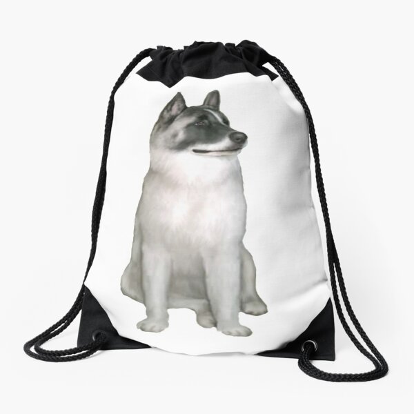 Akita 1 - Grey and White Drawstring Bag