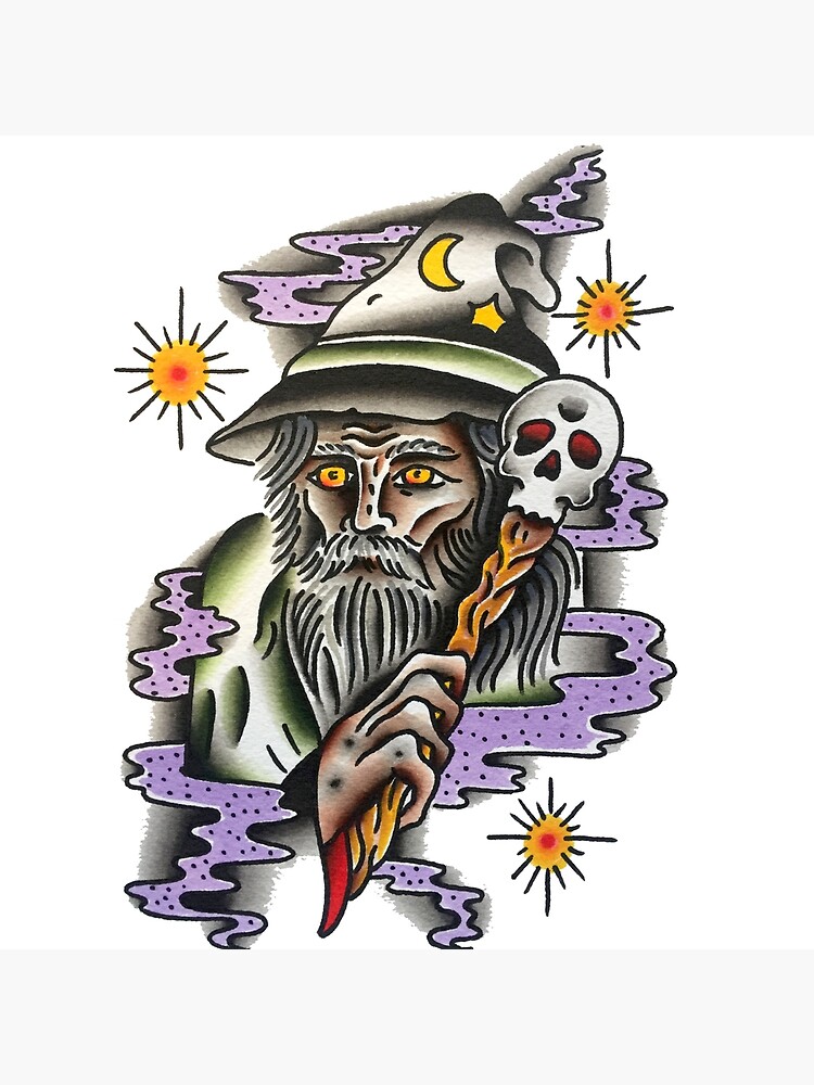 Wizard Tattoo Flash. Set of Labels and Elements. Vector Set Illustration  Template Tattoo. Stock Vector - Illustration of icon, elements: 201203117