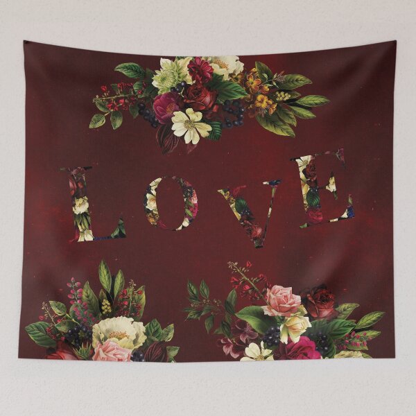 Item preview, Moody romantic love floral typography deep red garnet designed and sold by ankka.