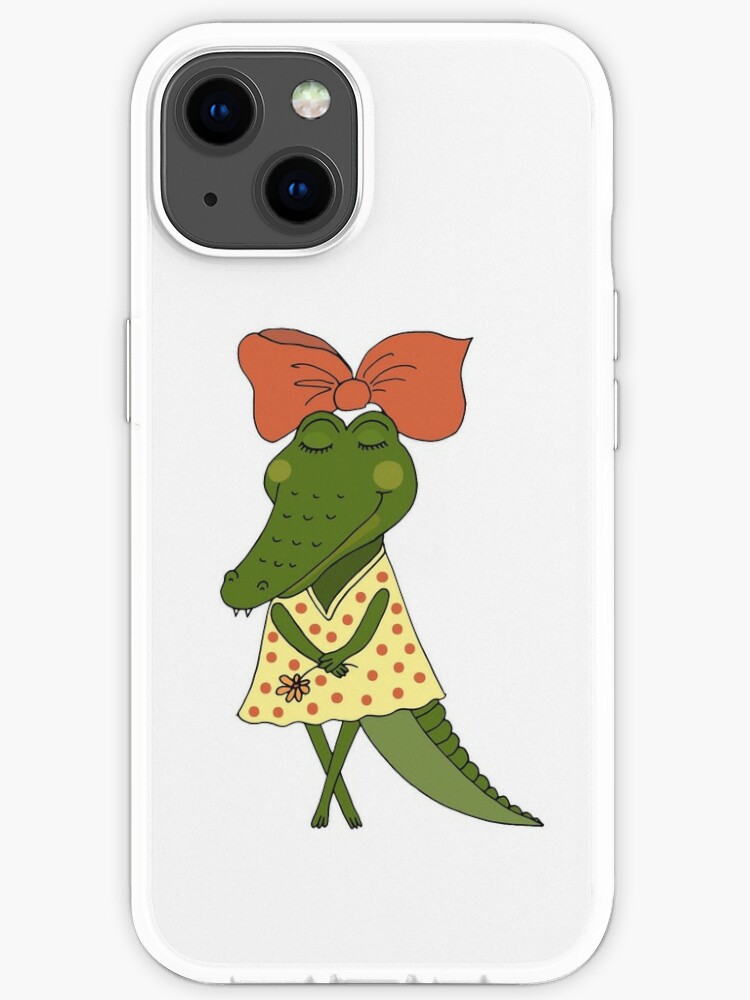 Funda de iPhone «Chica de cocodrilo con los ojos cerrados con flores en la  mano» de MayyaIva | Redbubble