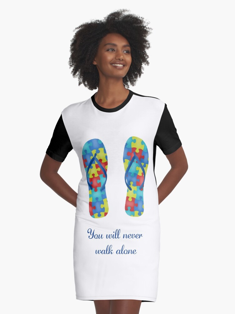 You Ll Never Walk Alone Autism Awareness Graphic T Shirt Dress By Crdraper Redbubble