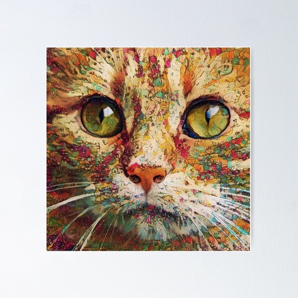 Graceful Charm: Ginger Cat Oil Painting Print - Wall Art for Cat