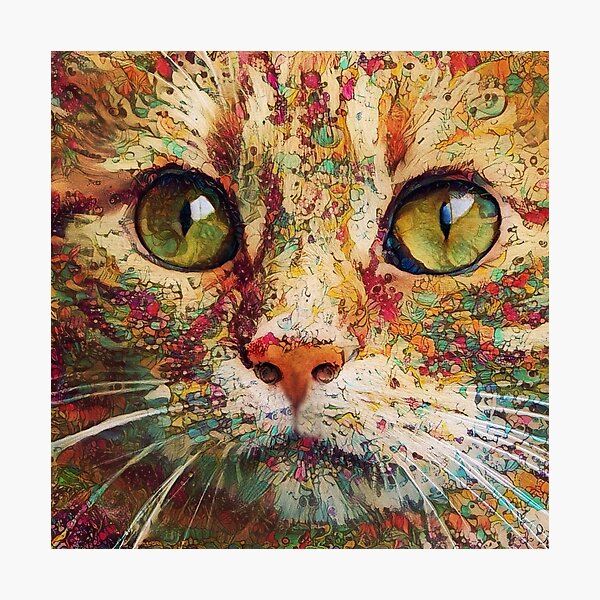 Graceful Charm: Ginger Cat Oil Painting Print - Wall Art for Cat Lovers  5x7