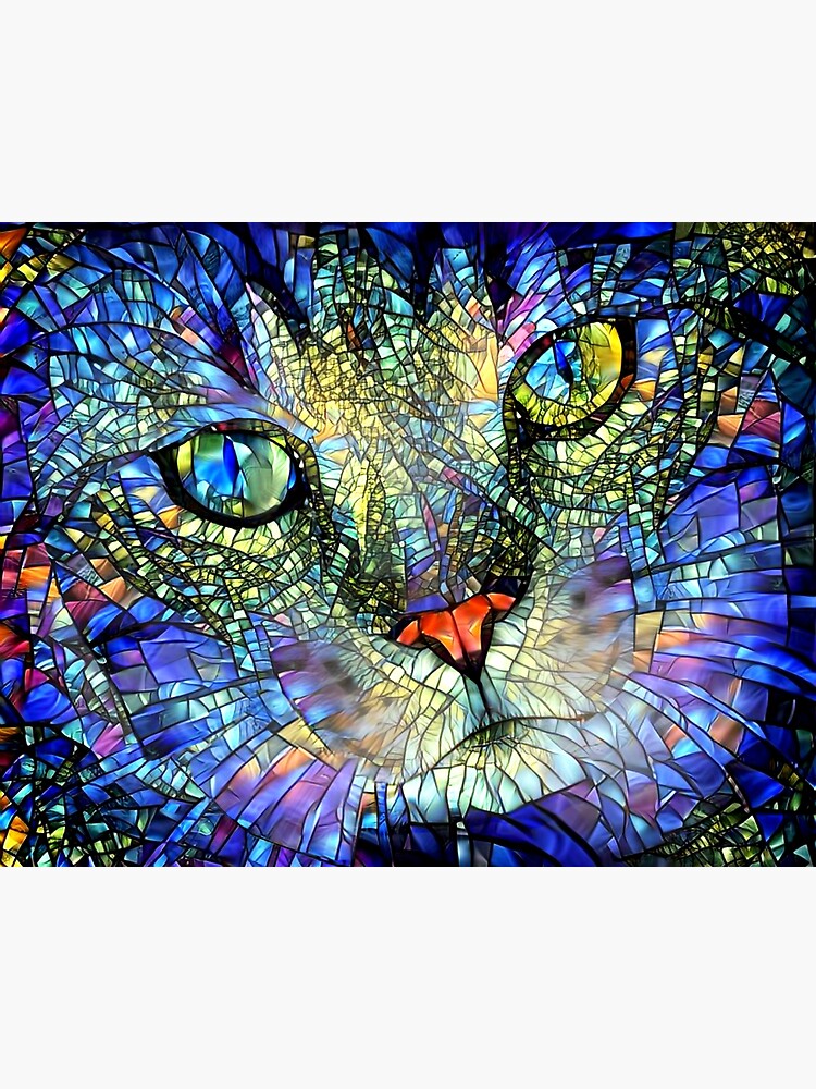 Stained Glass Cat Art by Peggy Collins